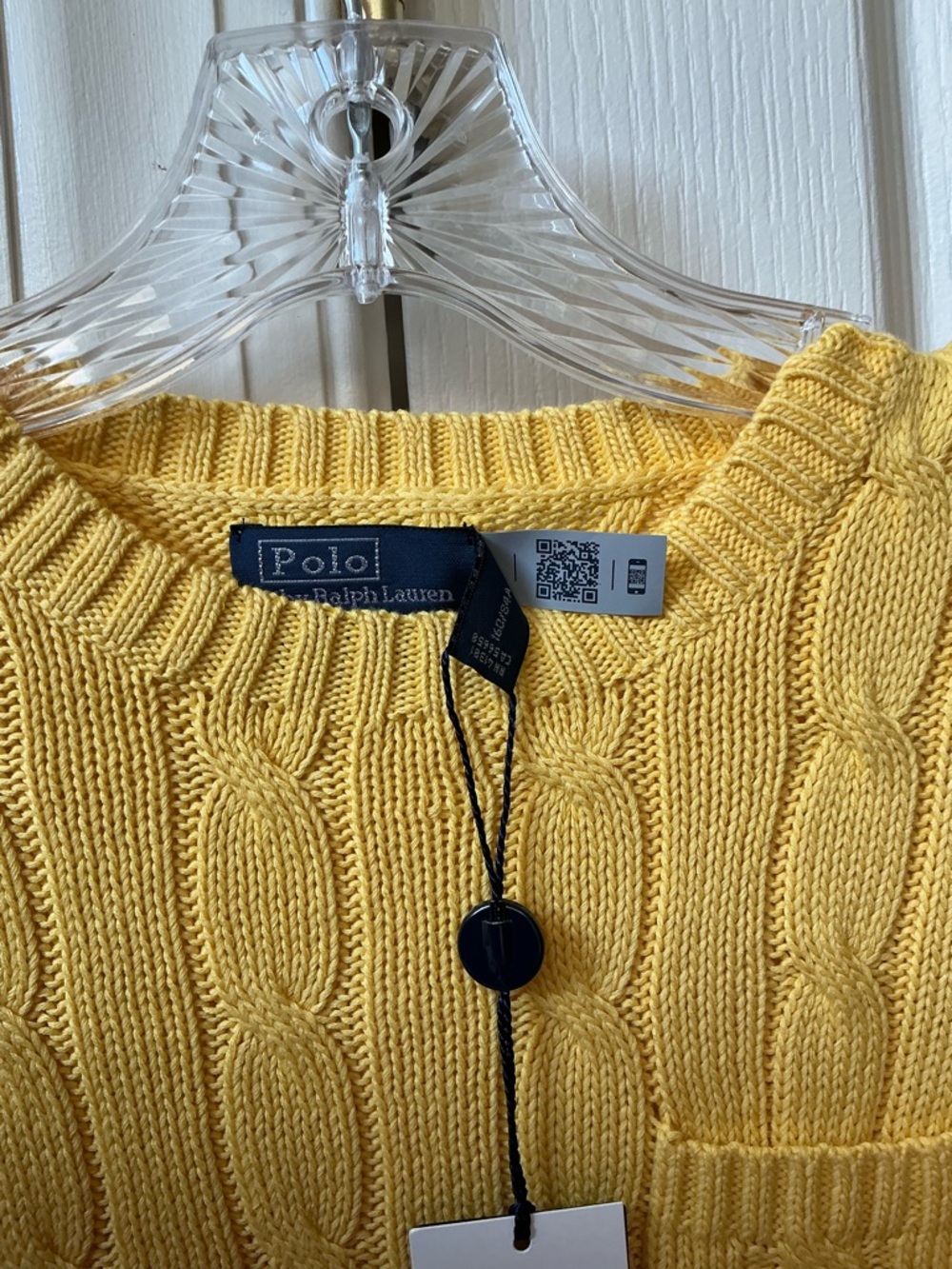 NWT POLO RALPH LAUREN YELLOW RIBBED CREWNECK LOGO POCKET SWEATER - Picture 3 of 15